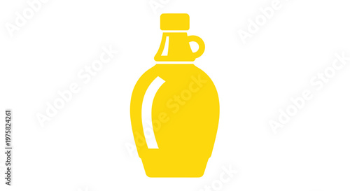 Yellow Glass Bottle Icon with Handle Isolated on White Background