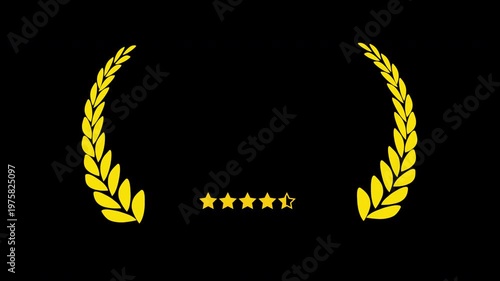 Award review frame with 4.5 star rating loop animation with alpha channel