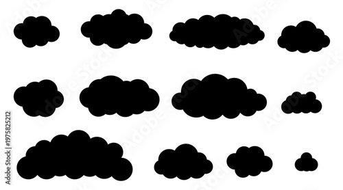 Black cloud icon, weather symbol