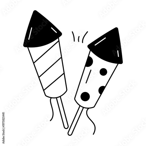 A hand drawn style icon depicting fireworks