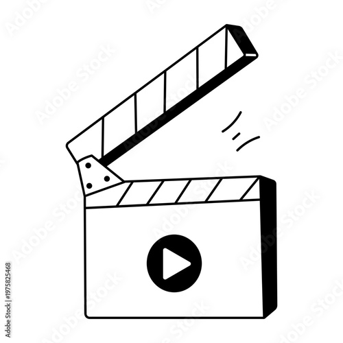 A sketchy style icon showing a clapperboard