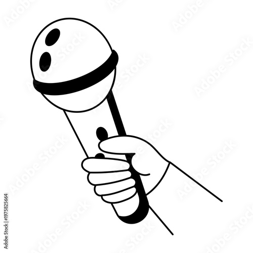 A doodle style icon showing a singing mic