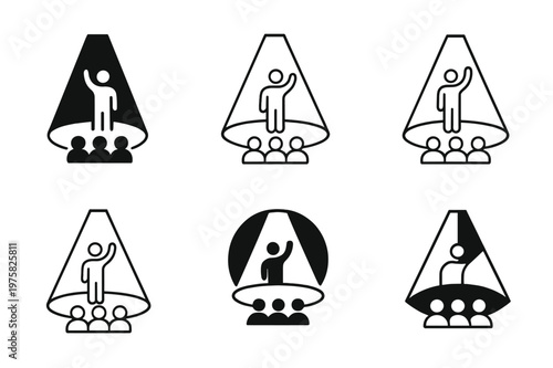 Immersive Theater Logos. An immersive theater experience where the audience is part of the performance. Set Logo of An immersive theater experience where the