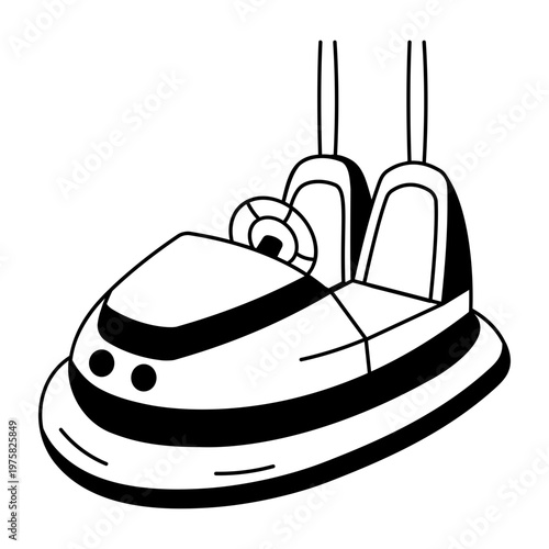 A doodle style icon depicting a bumper car