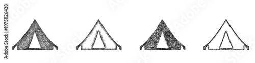 Sketch tent icon design set