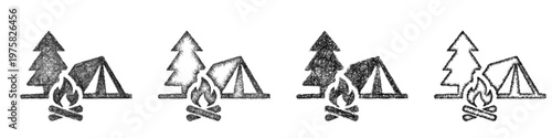 Sketch camping icon design set