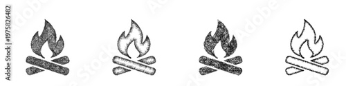 Sketch campfire icon design set