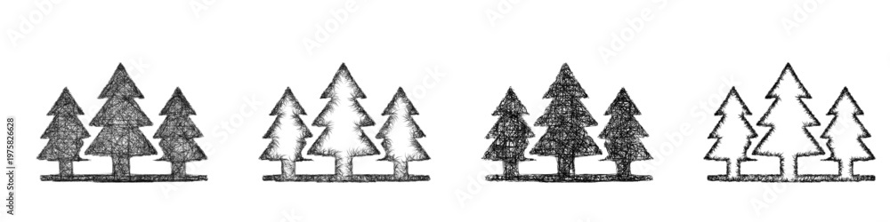 Obraz premium Sketch forest icon design set