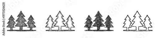 Sketch forest icon design set