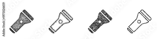 Sketch flashlight icon design set