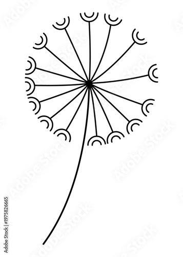Dandelion flower doodle line icon collection. Hand drawn outline style