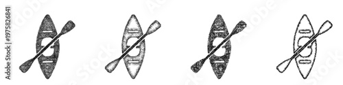 Sketch kayak icon design set