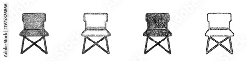 Sketch folding chair icon design set