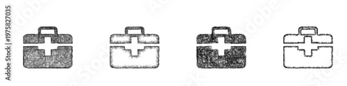 Sketch first aid kit icon design set
