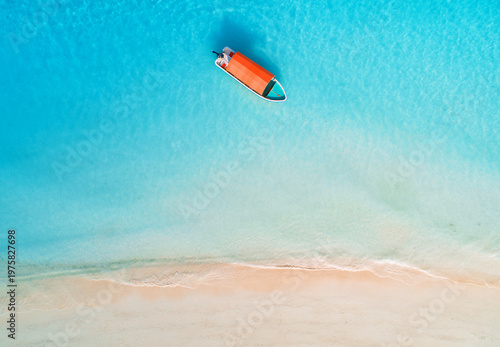 Aerial drone view of boat i...