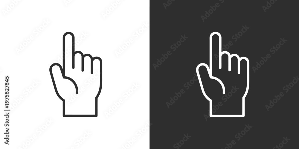 Fototapeta premium Pointing hand linear icon vector illustration with editable stroke minimal line design arrow gesture symbol isolated for UI UX interface
