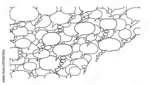 Bild auf Leinwand Dialogue Bubbles Abstract: A dense cluster of speech bubbles, conveying a multitude of thoughts, ideas, and conversations, forming a complex visual tapestry