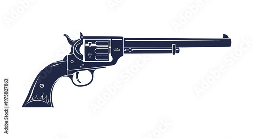 Antique Revolver Silhouette, Old West Firearm, Vintage Gun Icon