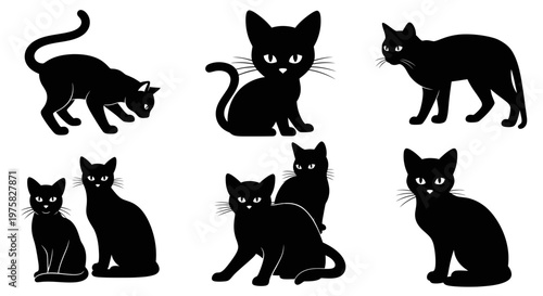 Black Cat Silhouettes Collection - Various Poses and Styles