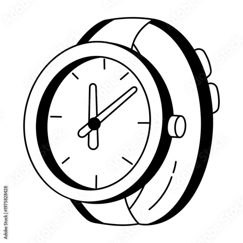 A doodle style icon depicting a watch