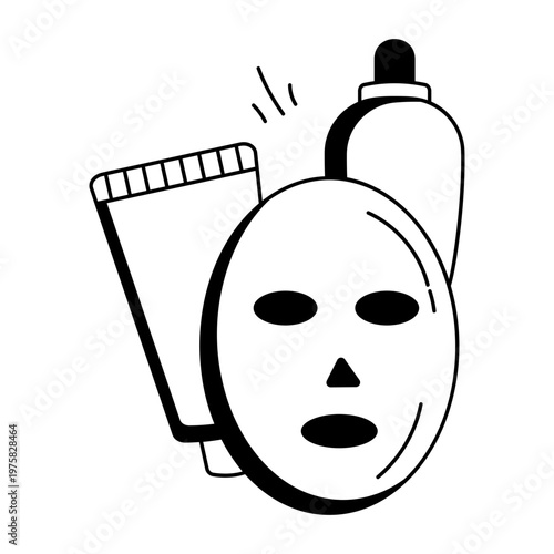 A sketchy style icon depicting a face mask