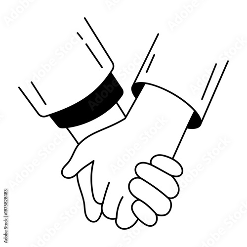 A hand drawn style icon of holding hands