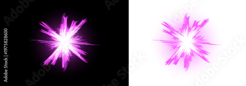 Radiant pink starburst a brilliant explosion of light and energy on black