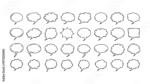 Diverse Speech Bubbles: A collection of various speech bubbles. Ideal for communication, creativity, and adding flair to design. 