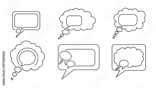 Speech Bubble Icons: A collection of meticulously crafted speech bubble icons, perfect for representing dialogue, thoughts, or ideas, offering a simple yet effective way to communicate.