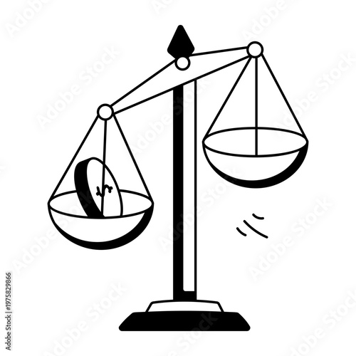 A hand drawn style icon showing justice scale