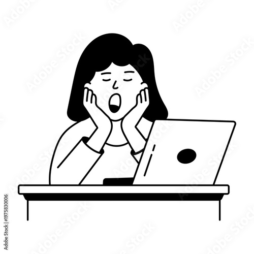 A doodle style icon showing tired employee