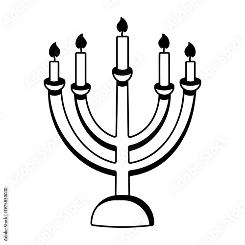 A sketchy style icon depicting hanukkah menorah