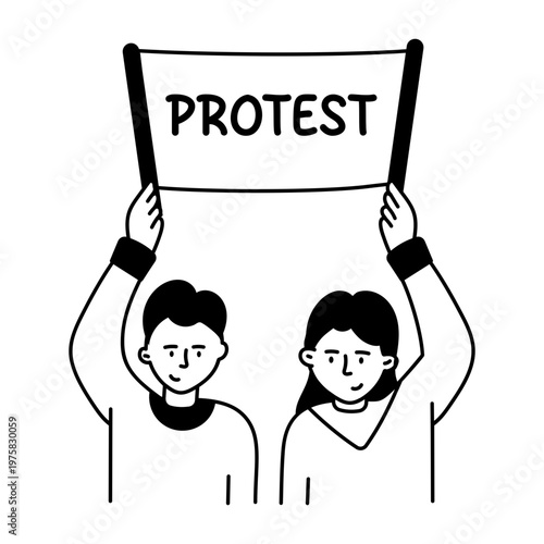A sketchy style icon depicting protest banner