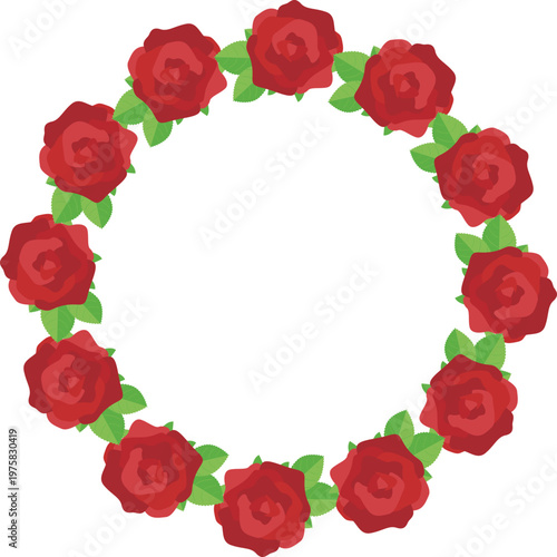 赤いバラの円形フレーム