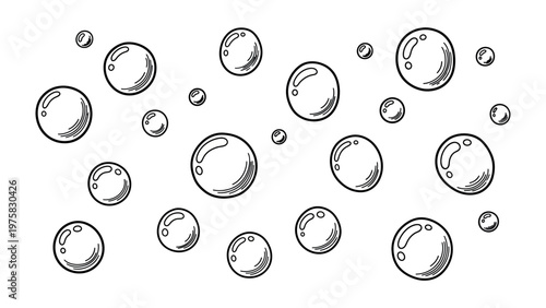 Bubbles Serenity: An ethereal display of translucent bubbles float serenely, their delicate forms captured in graceful suspension. A dreamy, transparent world of bubbles. 