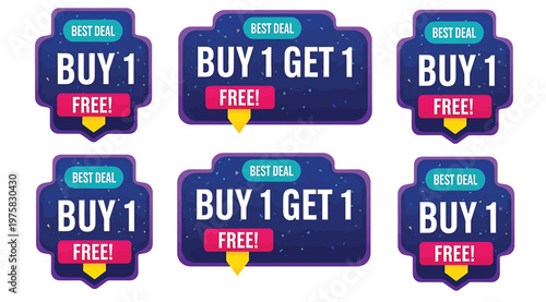 Set of buy 1 get 1 free promotional labels for retail best deals