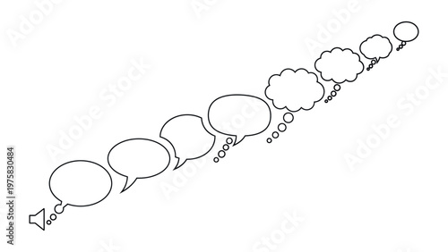 Thought Progression: An abstract representation of evolving thought bubbles, ascending in size. The composition suggests the flow of ideas.