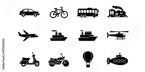 Vehicles travel on land, sea, and air with various transport modes