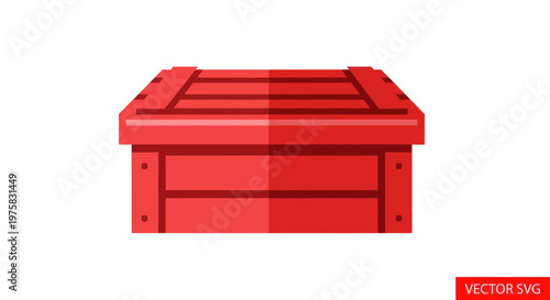 Red Wooden Crate - Shipping and Storage Container