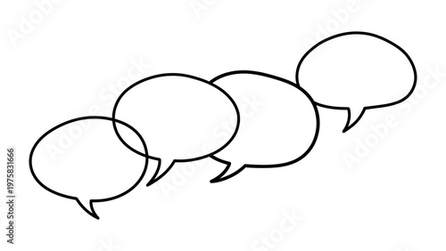 Dialogue Bubbles: Illustrative speech bubbles symbolize conversation, communication, and idea sharing. A series of connected, empty dialogue bubbles ready to convey information, thoughts.