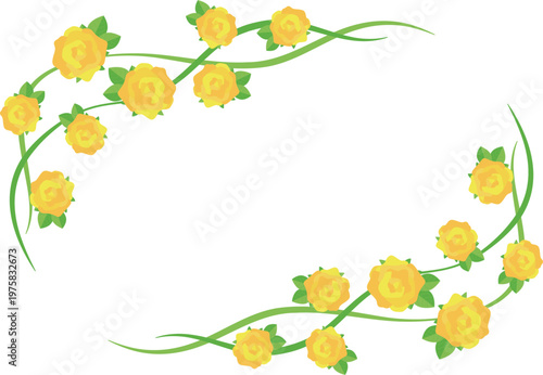 黄色いバラのフレーム