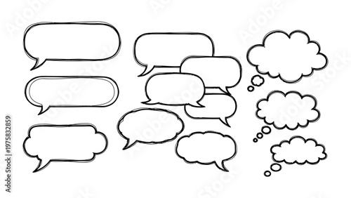 Speech Bubbles: A collection of blank speech bubbles, offering space for communication. Designed for graphic resources.