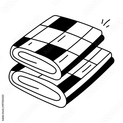 A hand drawn style icon showing knit blanket