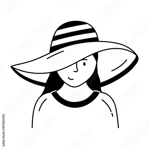 A drawing style icon representing sun hat