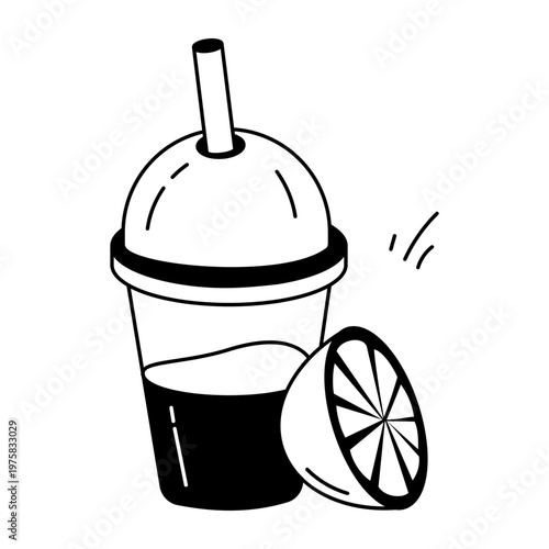 A sketchy style icon depicting lemonade