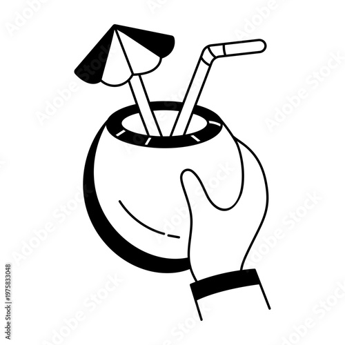 A doodle style icon showing coconut water