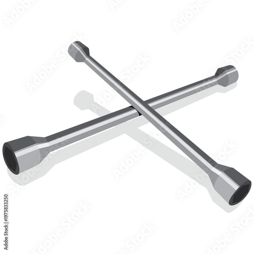 Lug wrench, automotive tool vector.