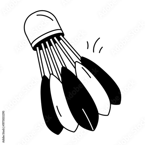 A drawing style icon representing shuttlecock