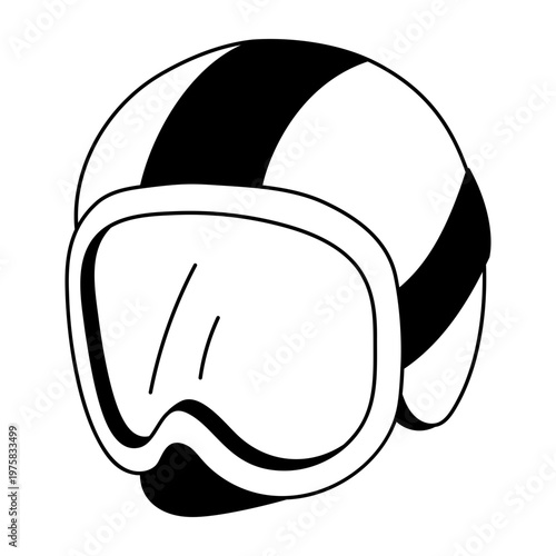 A drawing style icon representing snowboard helmet