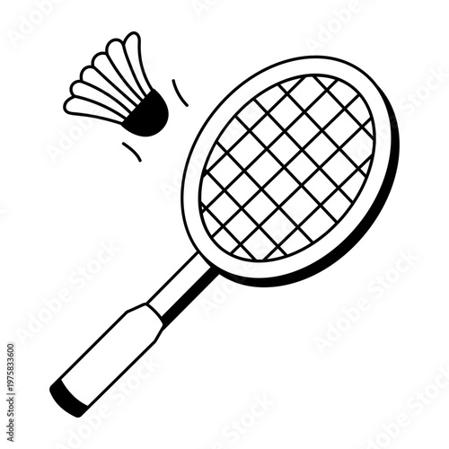 A hand drawn style icon showing badminton